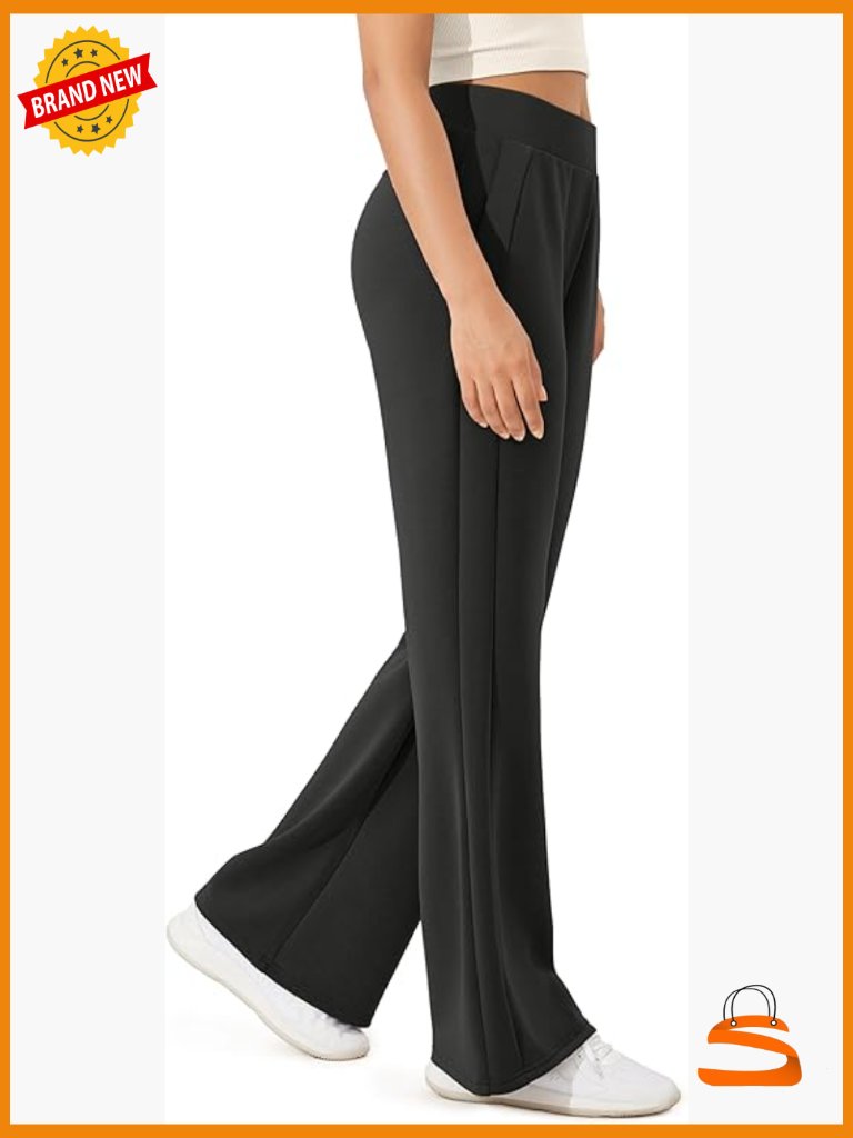 High Waist Flared Lounge Pants With Pockets, 29/31" Inseam